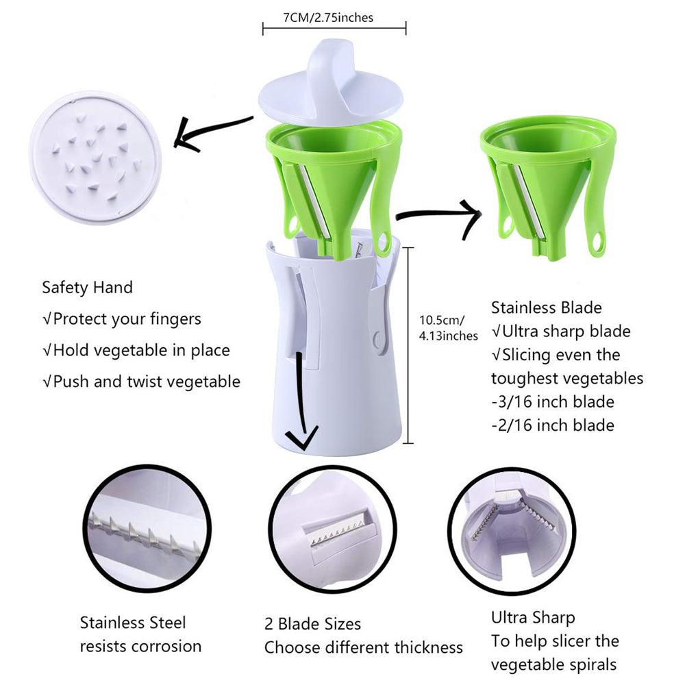 Portable screw machine vegetable slicer handheld screw machine peeler spiral slicer stainless steel potato spaghetti zucchini