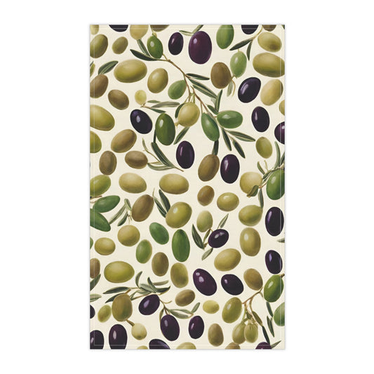 Green and Black Olives  Kitchen Towel