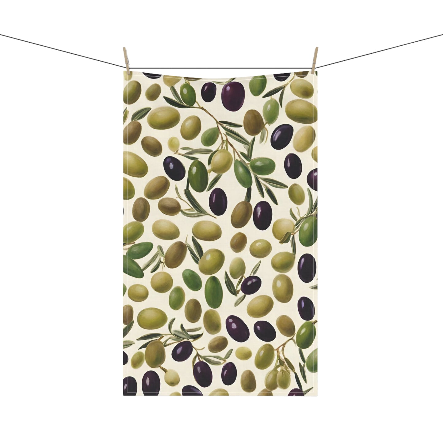 Green and Black Olives  Kitchen Towel