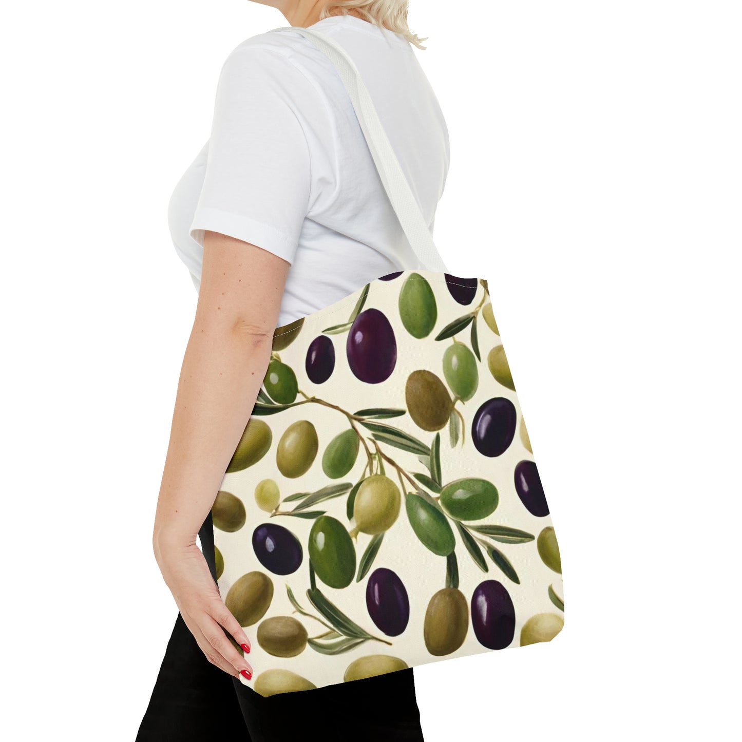 Green and Black Olives Tote Bag (AOP)