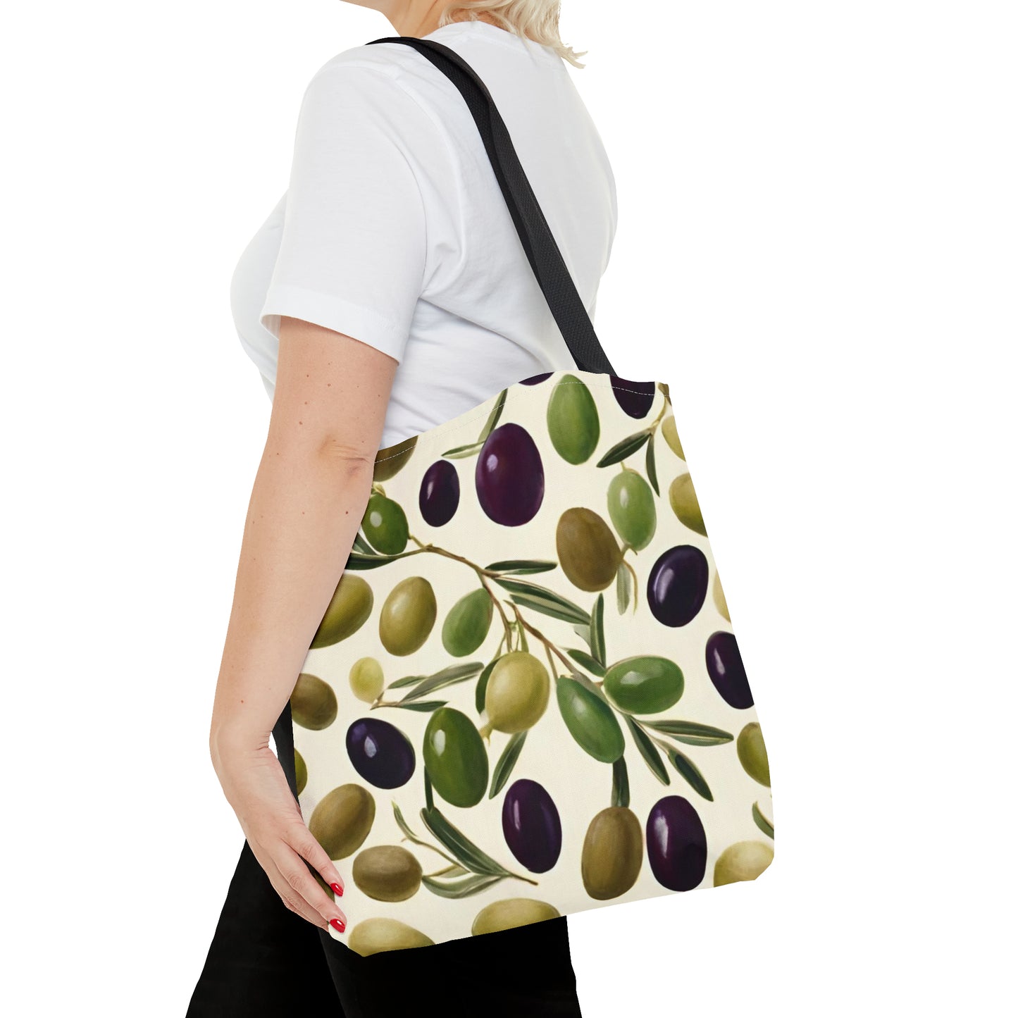 Green and Black Olives Tote Bag (AOP)